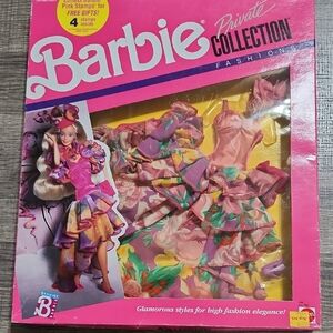 Vintage 1989 arbie Collection Fashions Set with Pink and Yellow Dress
